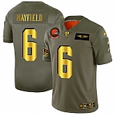 Nike Browns 6 Baker Mayfield 2019 Olive Gold Salute To Service Limited Jersey Dyin,baseball caps,new era cap wholesale,wholesale hats